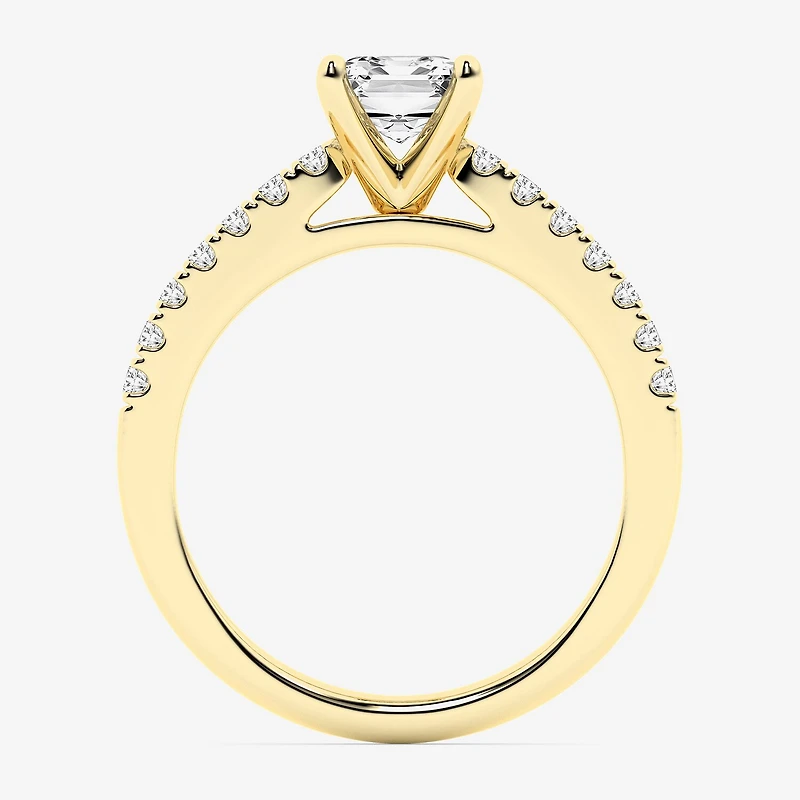 Limited Quantities! (G \ Vs1-Vs2) Womens 1 1/2 CT. T.W. Lab Grown White Diamond 14K Gold Side Stone Engagement Ring