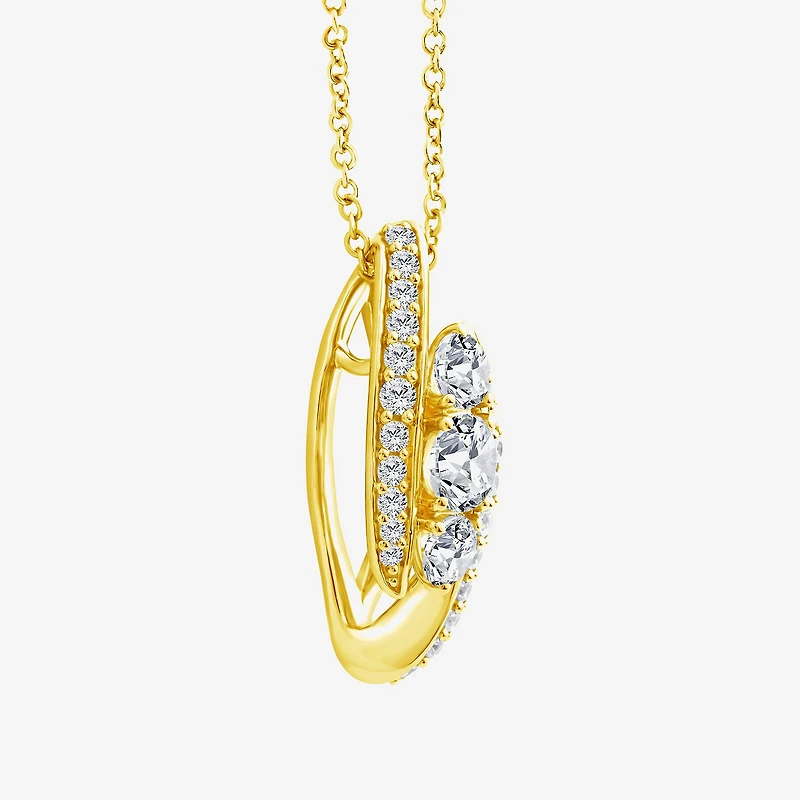 (F / Si2) Womens 1 CT. T.W. Lab Grown White Diamond 10K Gold 18 Inch Pendant Necklace