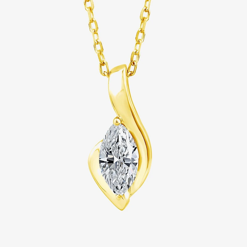 ( F/SI1 ) 3/8 CT. T.W. Lab-Grown Diamond 14K Gold Over Silver 18 Inch Marquise Pendant Necklace