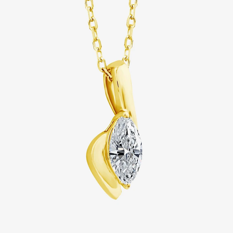 ( F/SI1 ) 3/8 CT. T.W. Lab-Grown Diamond 14K Gold Over Silver 18 Inch Marquise Pendant Necklace