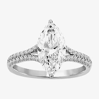 (F, Vs2) Womens 2 3/8 Ct. T.W. Lab Grown White Diamond 10K Gold Marquise Side Stone Engagement Ring