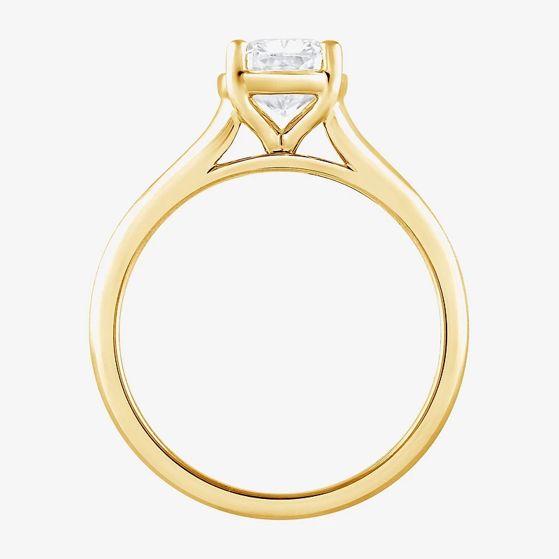 (F / Vs2) Womens 1 1/2 CT. T.W. Lab Grown White Diamond 10K Gold Cushion Solitaire Engagement Ring