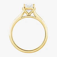 (F / Vs2) Womens 1 1/2 CT. T.W. Lab Grown White Diamond 10K Gold Cushion Solitaire Engagement Ring