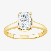 (F / Vs2) Womens 1 1/2 CT. T.W. Lab Grown White Diamond 10K Gold Cushion Solitaire Engagement Ring