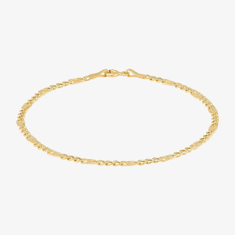 Made in Italy Womens 14K Gold 7.5 Inch Semisolid Figaro Chain Bracelet