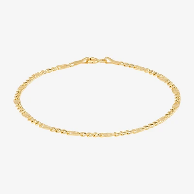 Made in Italy Womens 14K Gold 7.5 Inch Semisolid Figaro Chain Bracelet