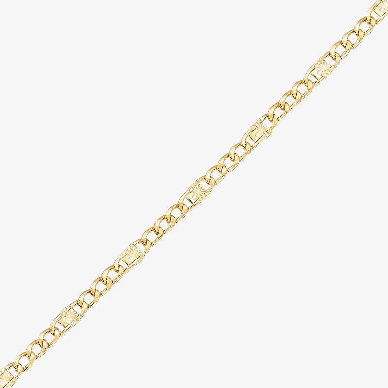 Made in Italy Womens 14K Gold 7.5 Inch Semisolid Figaro Chain Bracelet