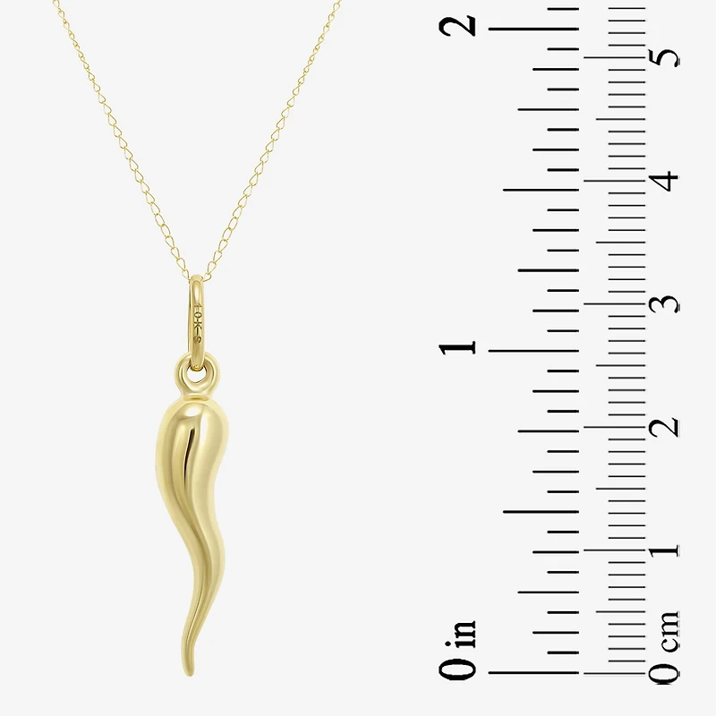 Italian Horn Unisex Adult 10K Gold 18 Inch Pendant Necklace