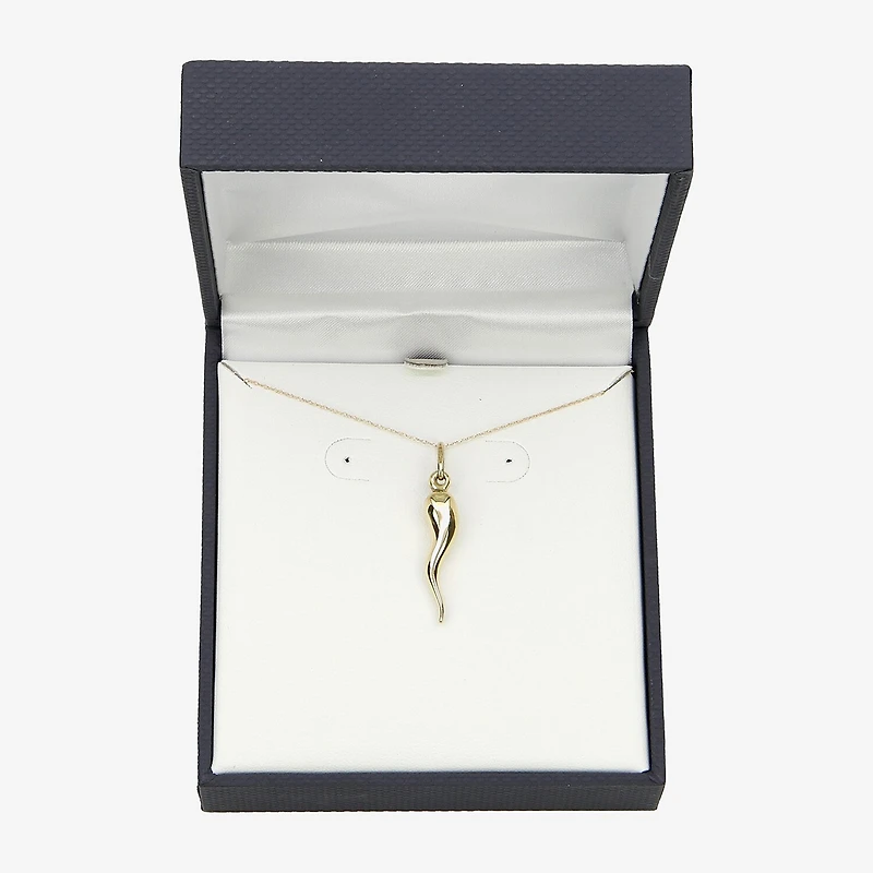 Italian Horn Unisex Adult 10K Gold 18 Inch Pendant Necklace