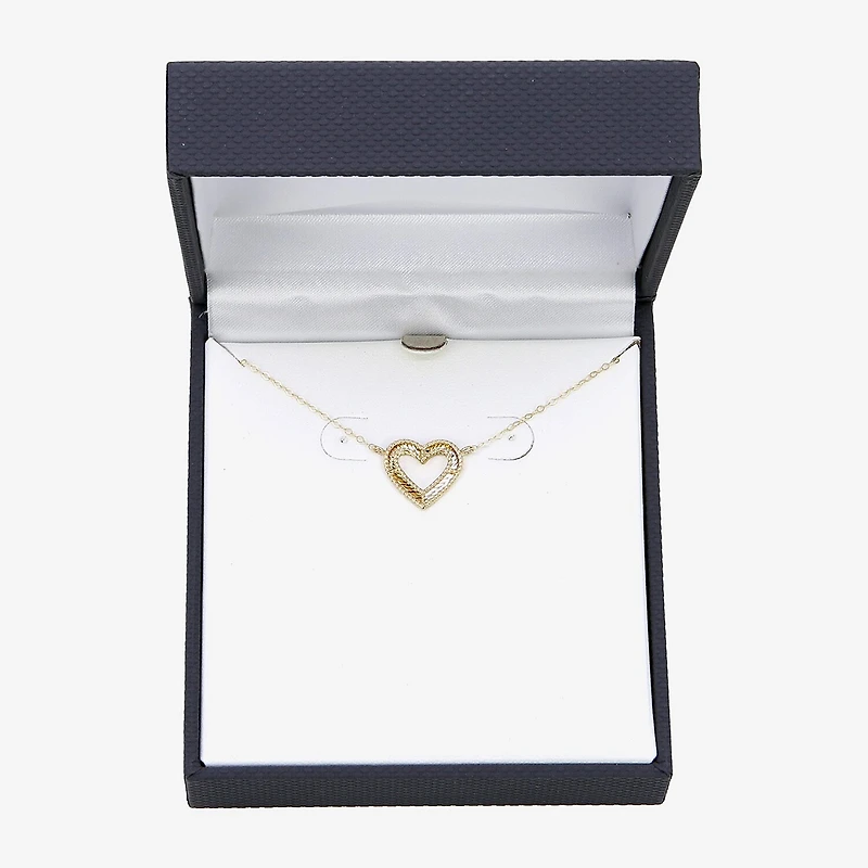 Womens 10K Gold Heart 16 Inch Pendant Necklace