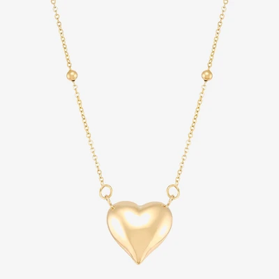 Gold Addiction Womens 10K Gold Heart 17 Inch Pendant Necklace