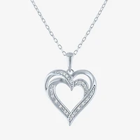 Yes, Please! (G-H / Si2-I1) Womens Diamond Accent Lab Grown White Diamond Sterling Silver Heart 18 Inch Pendant Necklace