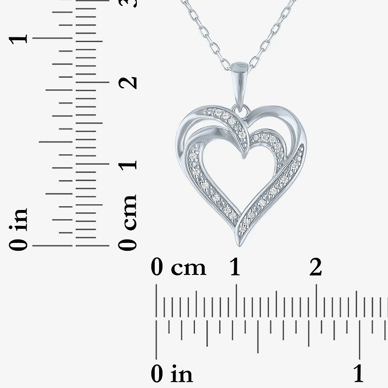 Yes, Please! (G-H / Si2-I1) Womens Diamond Accent Lab Grown White Diamond Sterling Silver Heart 18 Inch Pendant Necklace