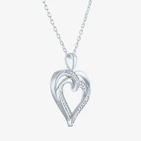 Yes, Please! (G-H / Si2-I1) Womens Diamond Accent Lab Grown White Diamond Sterling Silver Heart 18 Inch Pendant Necklace