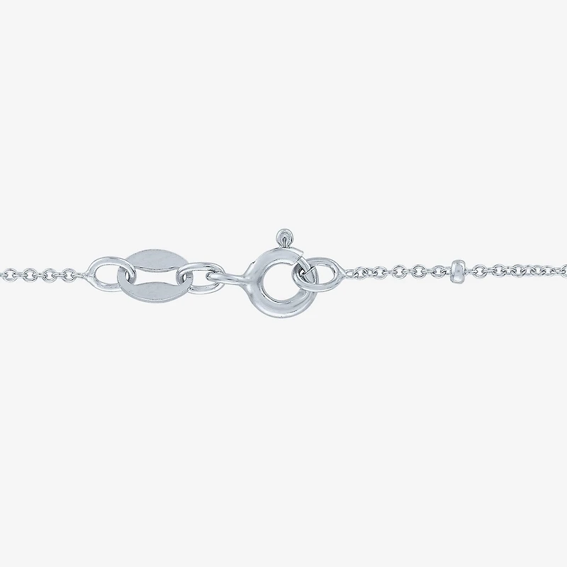 Yes, Please! Womens Lab Created White Sapphire Sterling Silver Heart 16 Inch Pendant Necklace