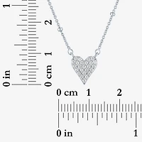 Yes, Please! Womens Lab Created White Sapphire Sterling Silver Heart 16 Inch Pendant Necklace