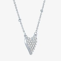 Yes, Please! Womens Lab Created White Sapphire Sterling Silver Heart 16 Inch Pendant Necklace