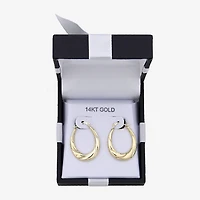 Womens 14K Gold 19mm Oval Hoop Earrings