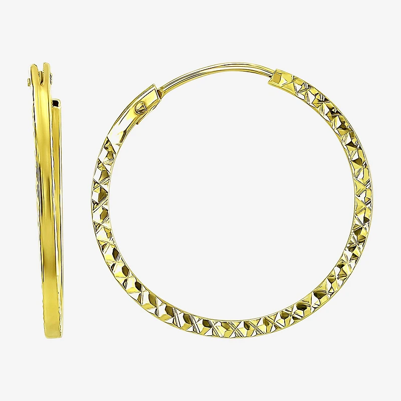 Womens 14K Gold 15mm Hoop Earrings