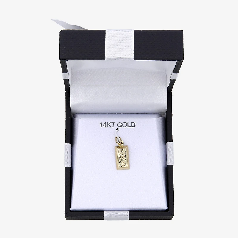 Unisex Adult 14K Gold Bar Pendant