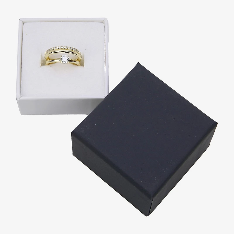 Silver Addiction Womens Cubic Zirconia 14K Gold Over Silver Solitaire Ring Set