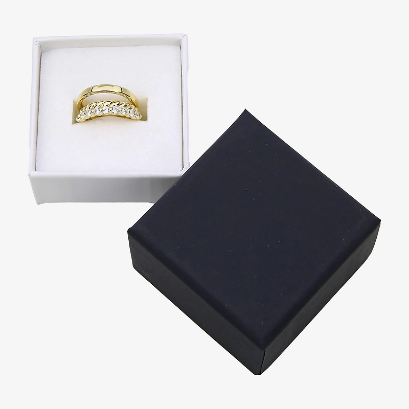 Silver Addiction Womens Cubic Zirconia 14K Gold Over Round Ring Set