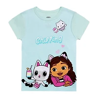 Little & Big Kid Girls Gabby's Dollhouse Crew Neck Short Sleeve 4-pc. Pajama Set