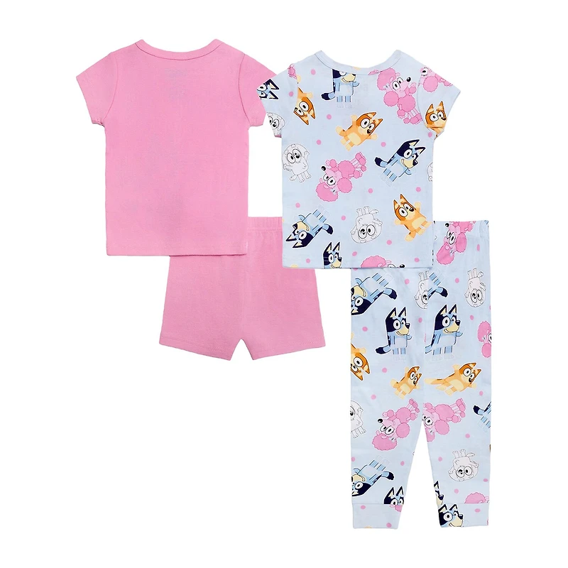 Toddler Girls Bluey Crew Neck Short Sleeve 4-pc. Pajama Set