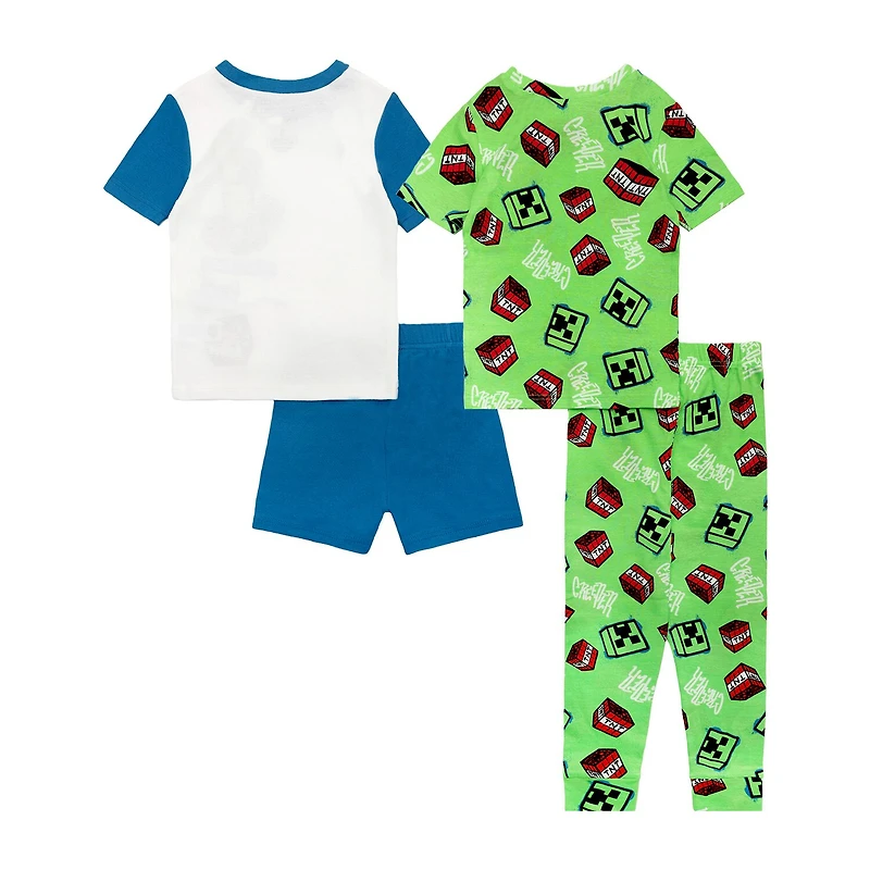 Little & Big Kid Boys Minecraft Crew Neck Short Sleeve 4-pc. Pajama Set
