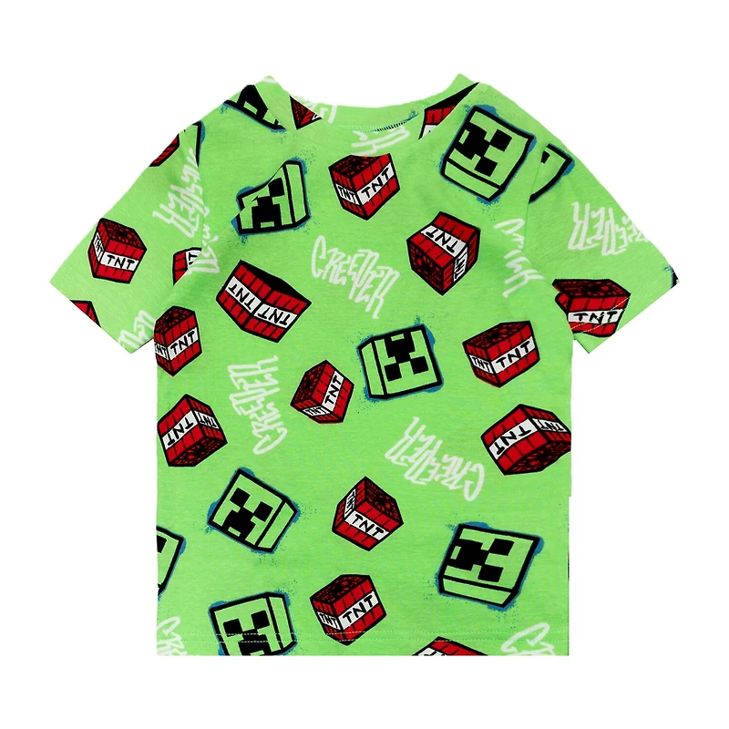 Little & Big Kid Boys Minecraft Crew Neck Short Sleeve 4-pc. Pajama Set