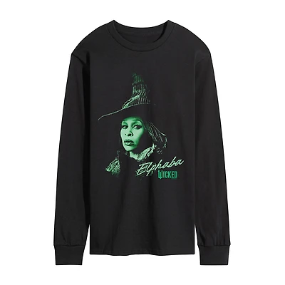 Mens Crew Neck Long Sleeve Regular Fit Wicked Graphic T-Shirt