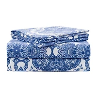 Pointehaven Cotton Heavy Weight 200 Gsm Printed Or Solid Flannel Sheet Set