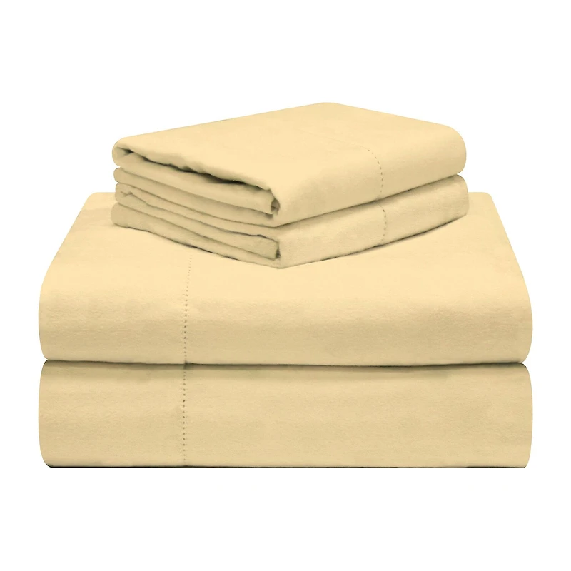 Pointehaven Cotton Soft Feel 190 Gsm Printed Or Solid Flannel Sheet Set