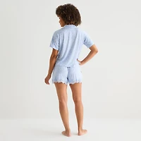 Ambrielle Womens V-Neck Short Sleeve 2-pc. Pajama Set