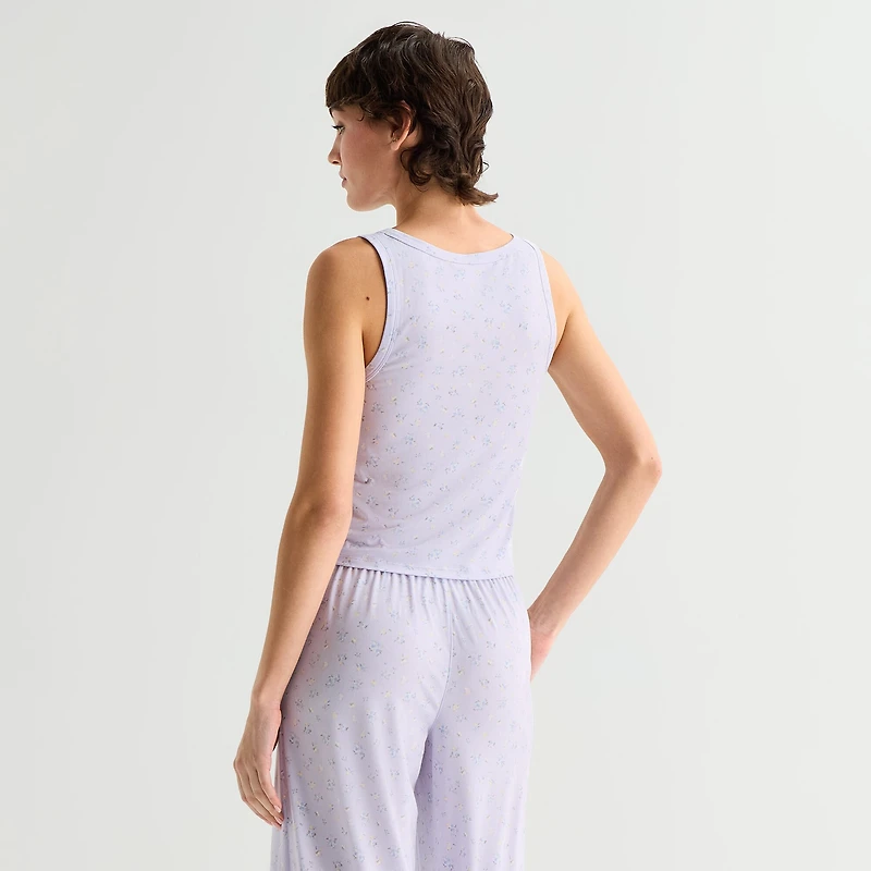 Arizona Body Cloud Kissed Womens Henley Neck Sleeveless Juniors Pajama Top