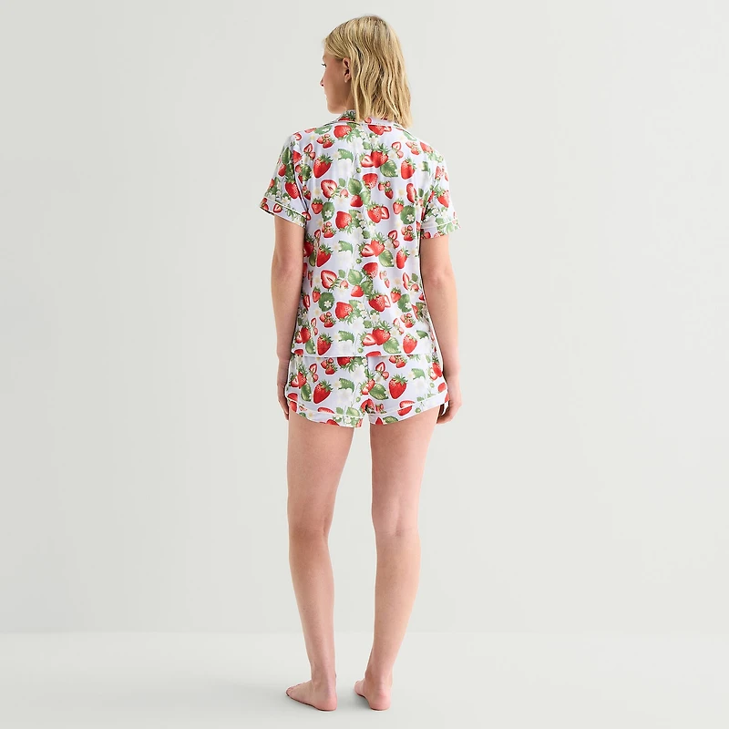 Arizona Body Womens Short Sleeve 2-pc. Juniors Pajama Set