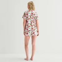Arizona Body Womens Short Sleeve 2-pc. Juniors Pajama Set