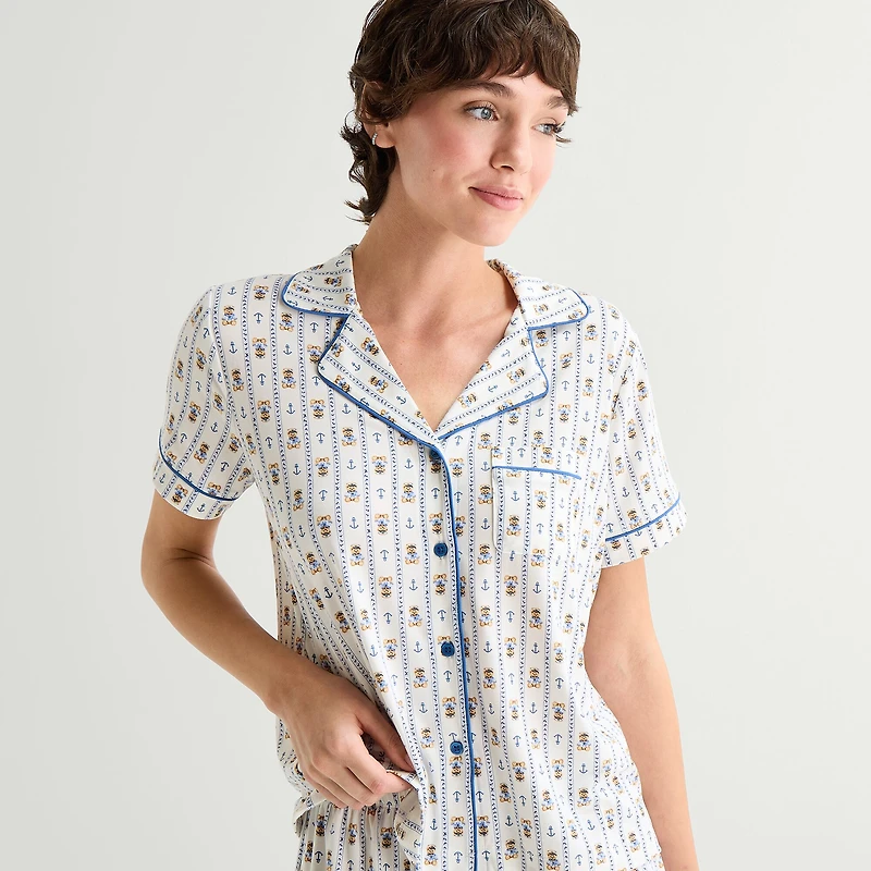 Arizona Body Womens Short Sleeve 2-pc. Juniors Pajama Set