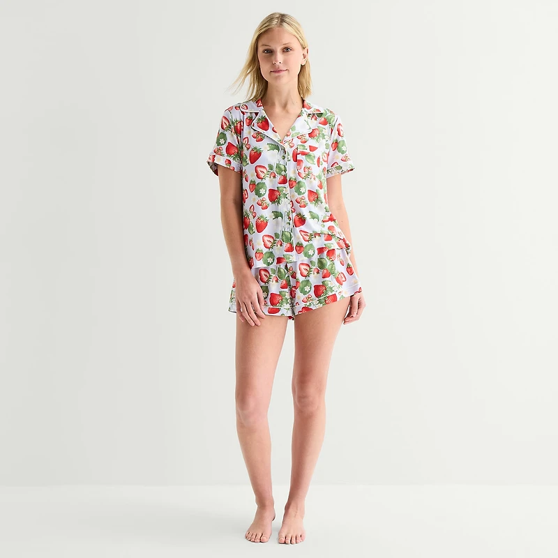 Arizona Body Womens Short Sleeve 2-pc. Juniors Pajama Set