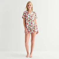 Arizona Body Womens Short Sleeve 2-pc. Juniors Pajama Set