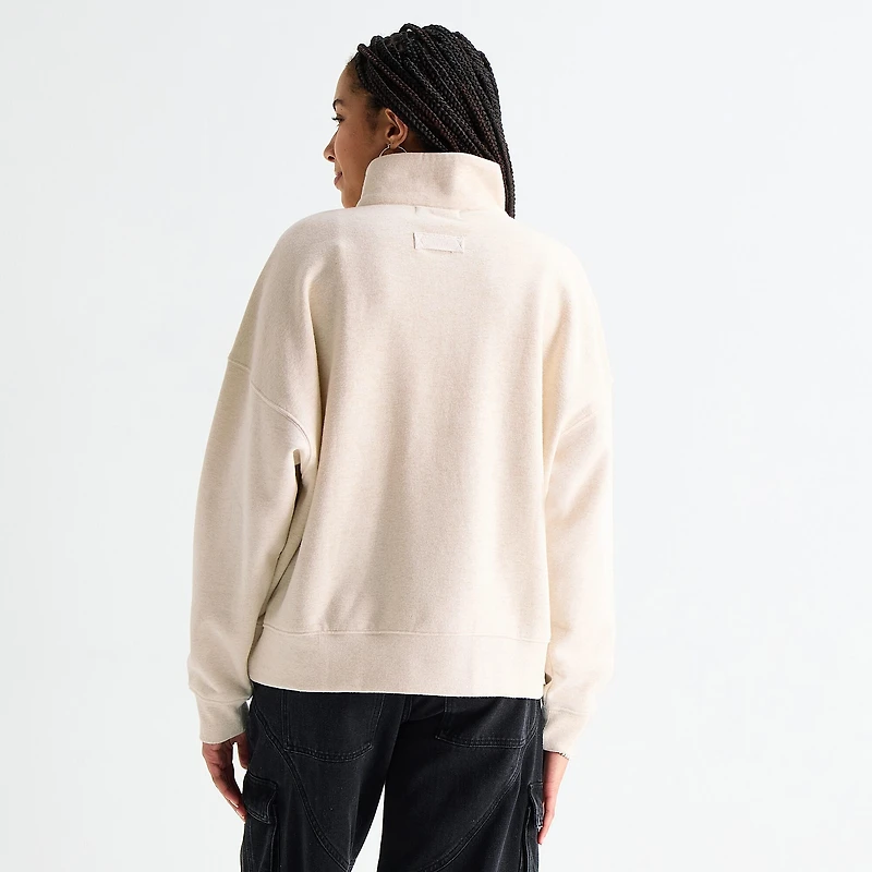 Arizona Womens Juniors Mock Neck Long Sleeve Quarter-Zip Pullover