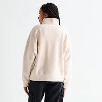 Arizona Womens Juniors Mock Neck Long Sleeve Quarter-Zip Pullover