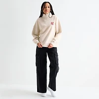 Arizona Womens Juniors Mock Neck Long Sleeve Quarter-Zip Pullover