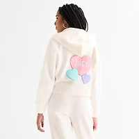 Juicy By Couture Womens Juniors Long Sleeve Fleece Zipper Hoodie