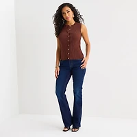 Bold Elements Womens Crew Neck Button Open Front Sweater Vest