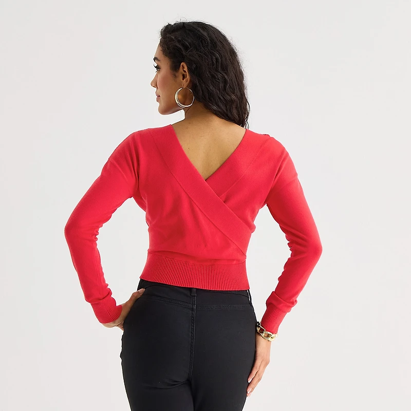 Bold Elements Womens V Neck Long Sleeve Pullover Sweater