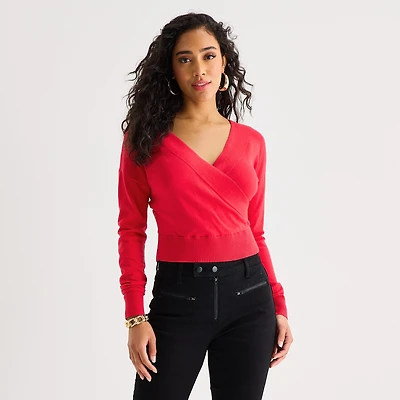 Bold Elements Womens V Neck Long Sleeve Pullover Sweater