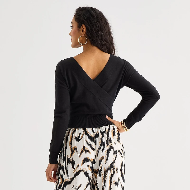 Bold Elements Womens V Neck Long Sleeve Pullover Sweater