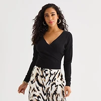 Bold Elements Womens V Neck Long Sleeve Pullover Sweater