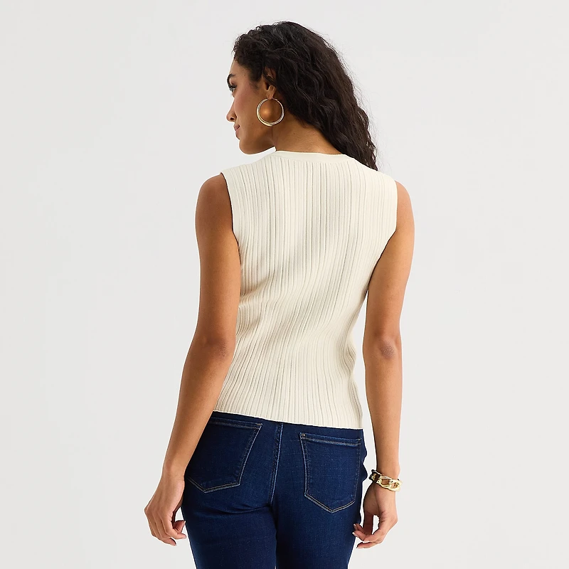 Bold Elements Womens Crew Neck Button Open Front Sweater Vest